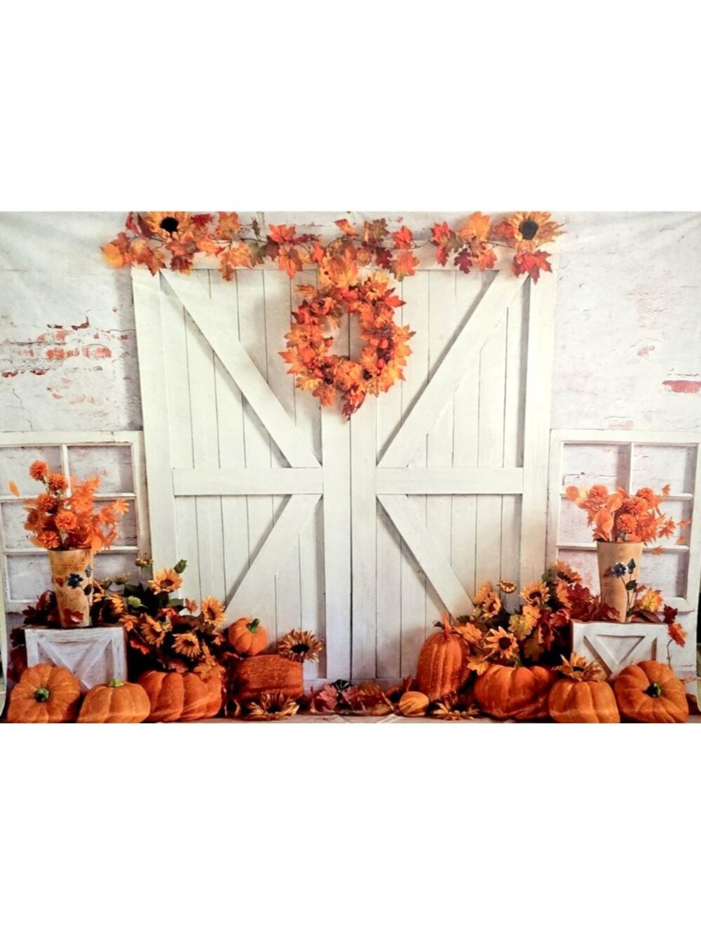 KATE Backdrop Fall Pumpkins Rustic White Family Photography Photoshoot 8' x 10'
